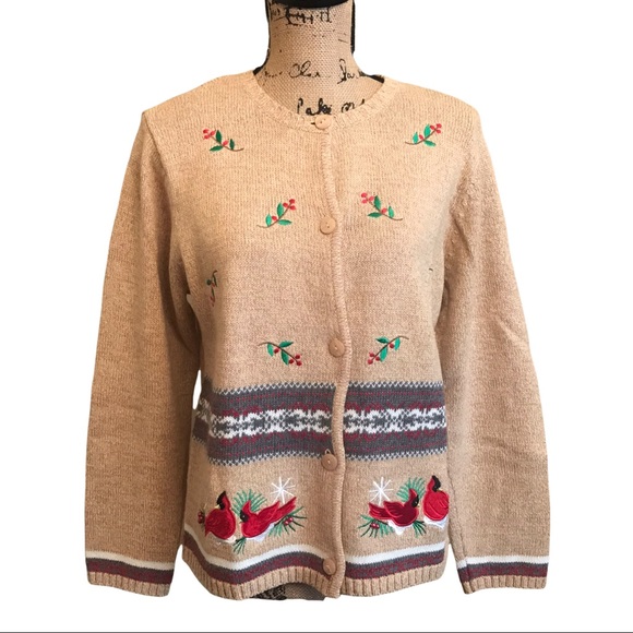 Vintage Crystal Kobe Christmas Sweater Cardigan - Picture 4 of 11